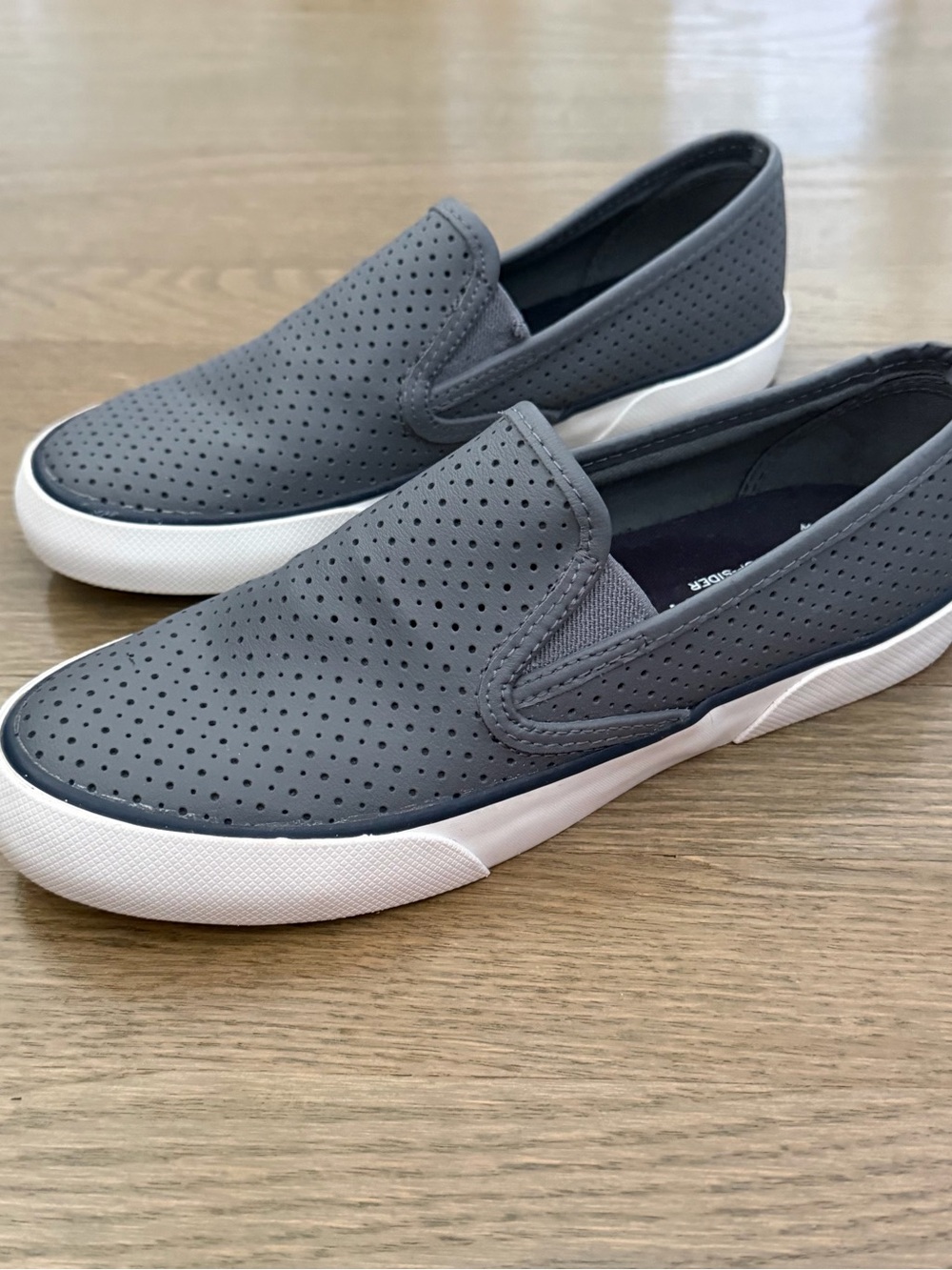 Sperry Pier Side Gray Leather slip on boat shoes 
size 7